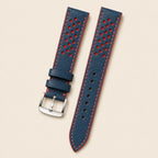 Navy Blue Rally Epsom Leather Watch Strap leather watch strap, flat lay