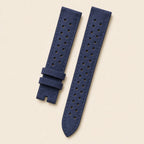 Navy Blue Rally Suede Leather Watch Strap leather watch strap, flat lay