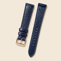 Navy Blue Sea Snake Leather Watch Strap leather watch strap, flat lay