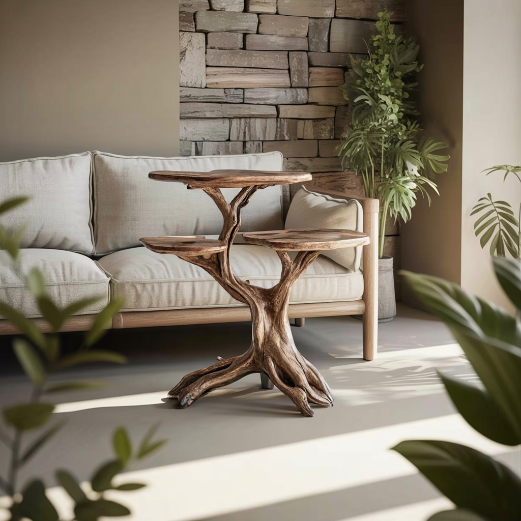 Farmhouse Solid Wood End Table with Wax and Oil Finish in Oak finish
