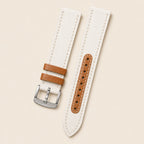 Off White & Brown Canvas Watch Strap leather watch strap, flat lay