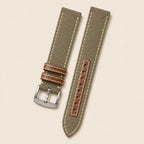 Olive Canvas Watch Strap leather watch strap, flat lay