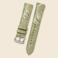 Olive Green Nubuck Leather Watch Strap leather watch strap, flat lay