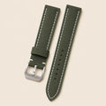 Olive Green Sailcloth Rubber Watch Strap leather watch strap, flat lay