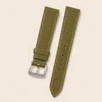 Olive Peccary Leather Watch Strap leather watch strap, flat lay