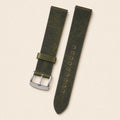 Olive Waxed Leather Watch Strap leather watch strap, flat lay