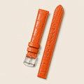 Orange Alligator Leather Watch Strap leather watch strap, flat lay
