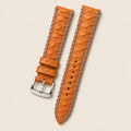 Orange Python Leather Watch Strap leather watch strap, flat lay
