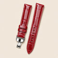Oxblood Alligator Leather Watch Strap leather watch strap, flat lay