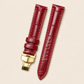 Oxblood Red Alligator Leather Watch Strap leather watch strap, flat lay