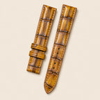 Patina Coffee Alligator Leather Watch Strap 18mm leather watch strap, flat lay