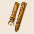 Patina Gold Alligator Leather Watch Strap 18mm leather watch strap, flat lay