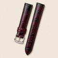Patina Red Alligator Leather Watch Strap 18mm leather watch strap, flat lay