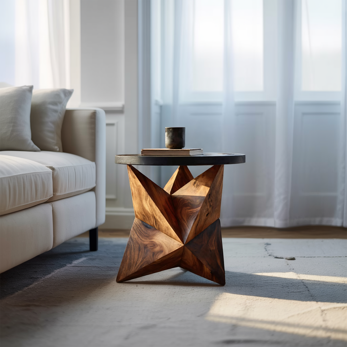 Solid Wood Organic Side Table with Hand Polished Finish - view 3