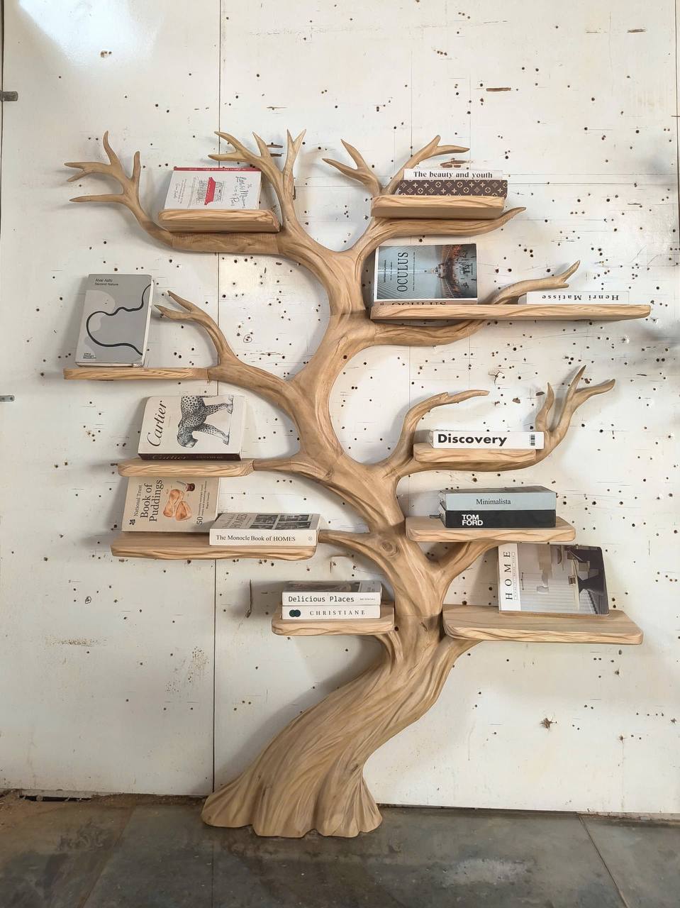 Rustic Tree Branch Bookshelf with Floral Pattern, 60 x 80 in - view 5