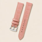 Pink Alligator Leather Watch Strap leather watch strap, flat lay