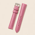 Pink Lizard Leather Watch Strap leather watch strap, flat lay