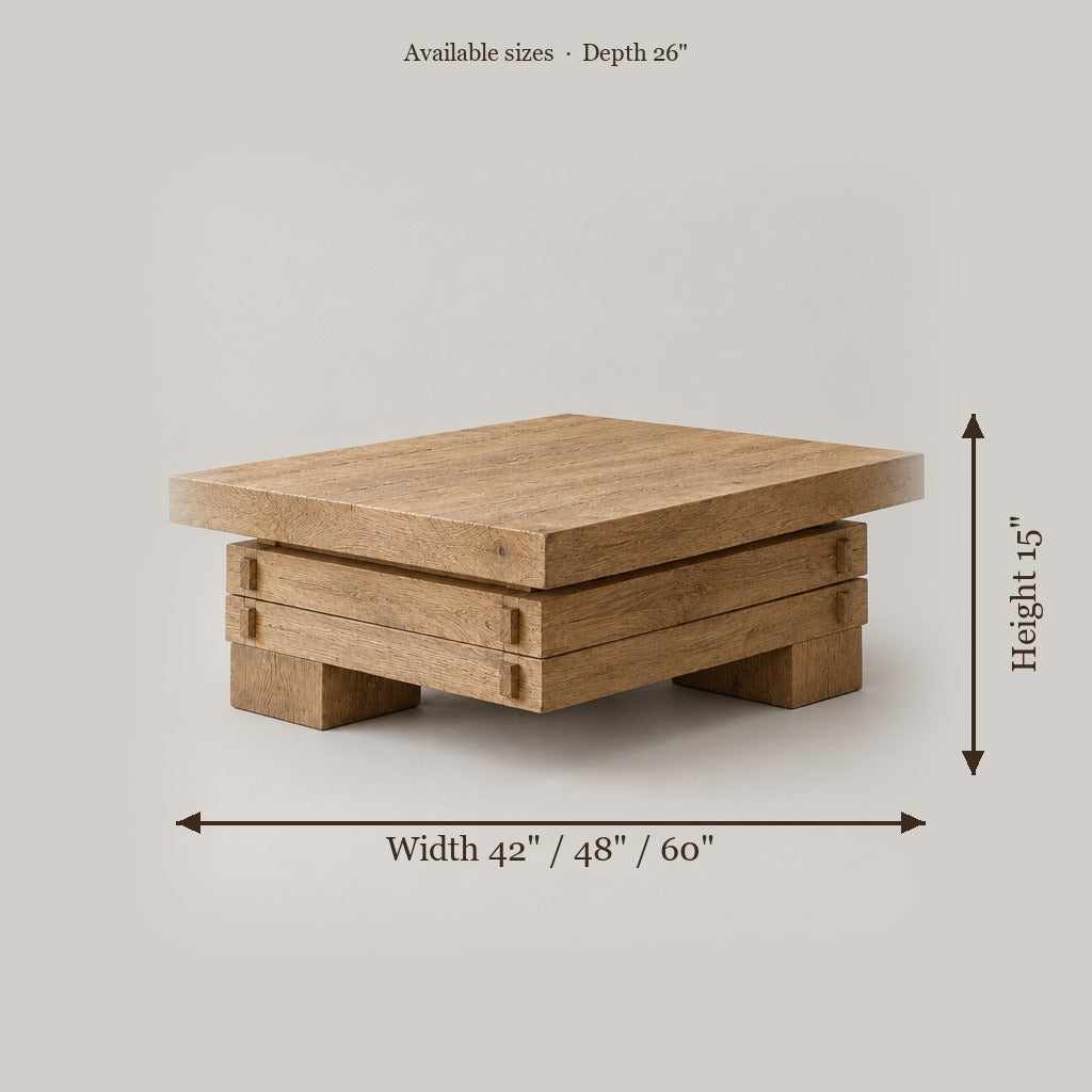 Basalt Block Coffee Table size chart