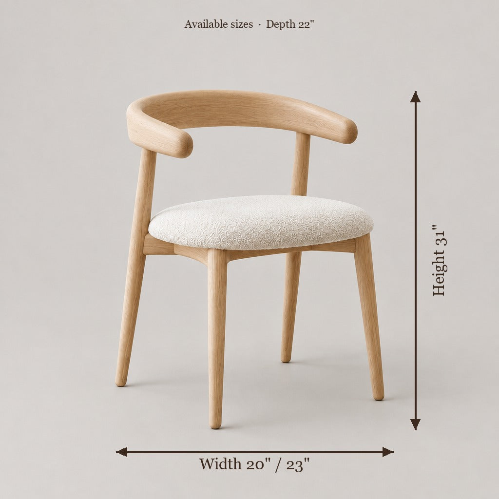 Cove Curved Back Dining Chair size chart