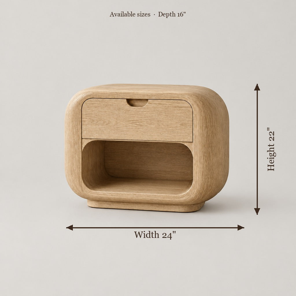 Cove Pill Nightstand size chart