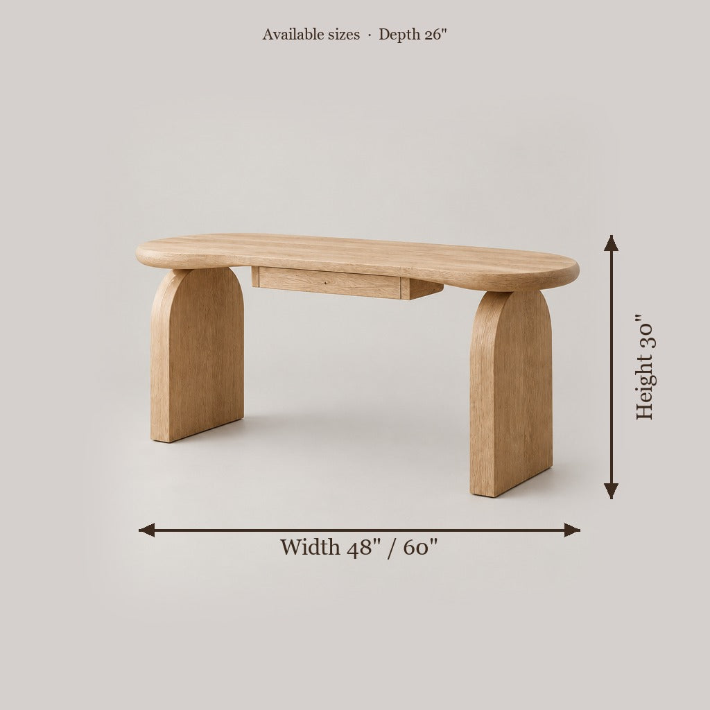 Cove Arc Writing Desk size chart
