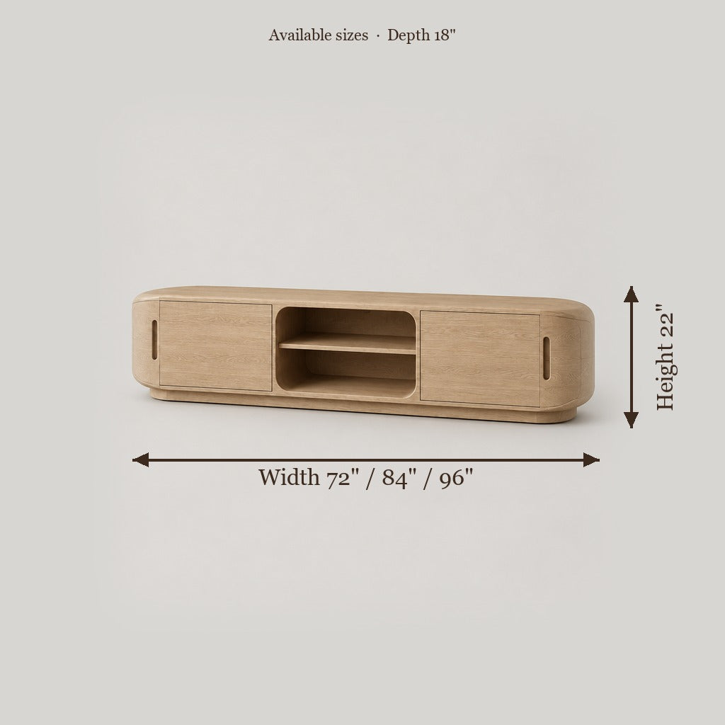 Cove Rounded Media Console size chart