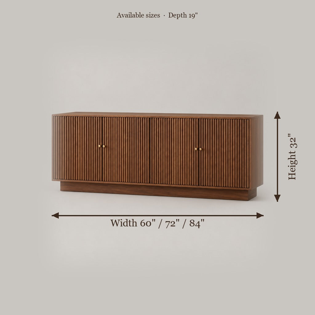 Arden Fluted Sideboard size chart
