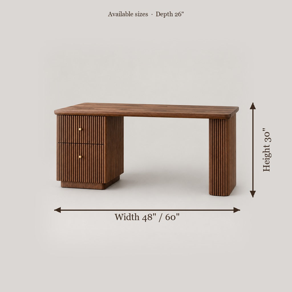 Arden Fluted Writing Desk size chart