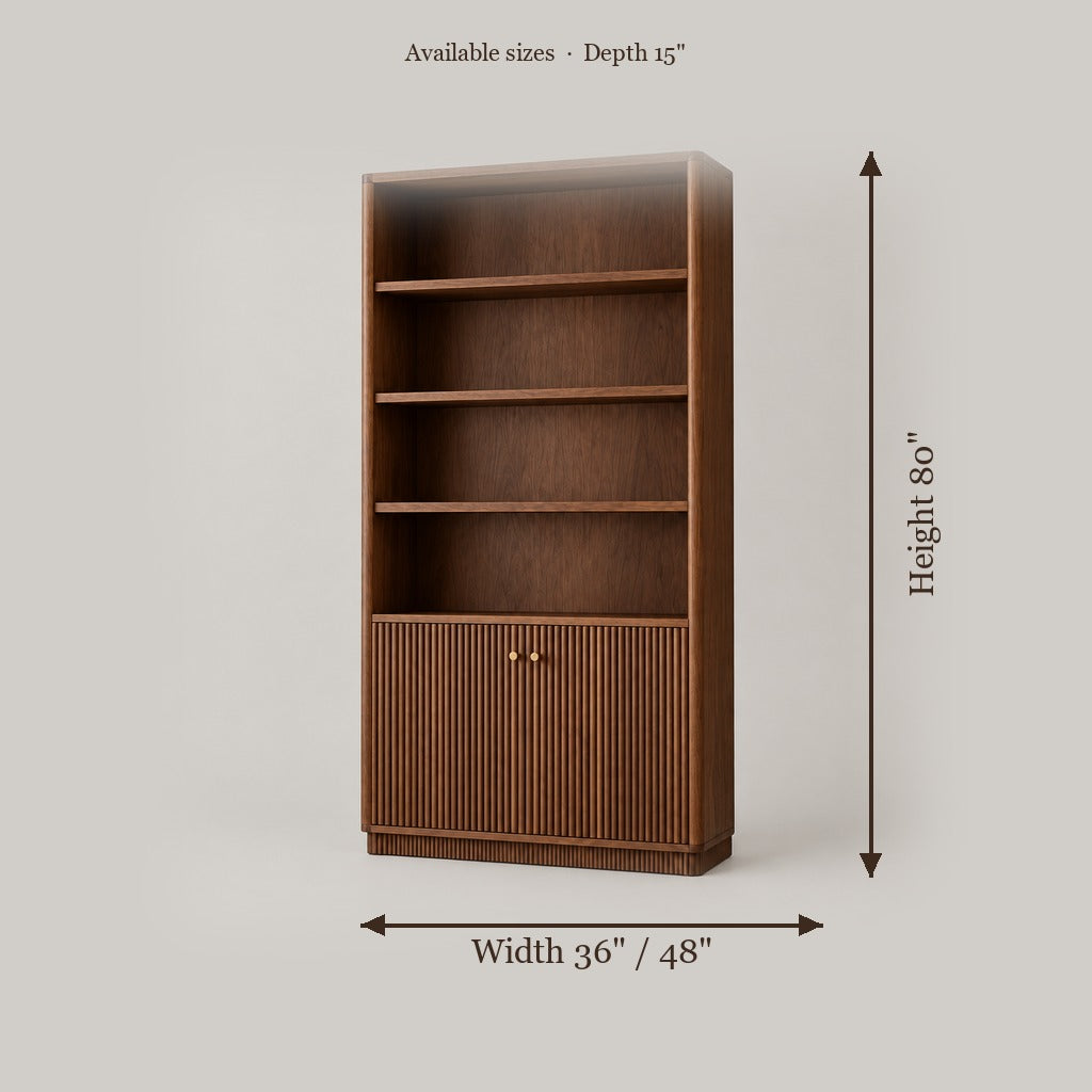 Arden Fluted Bookshelf size chart