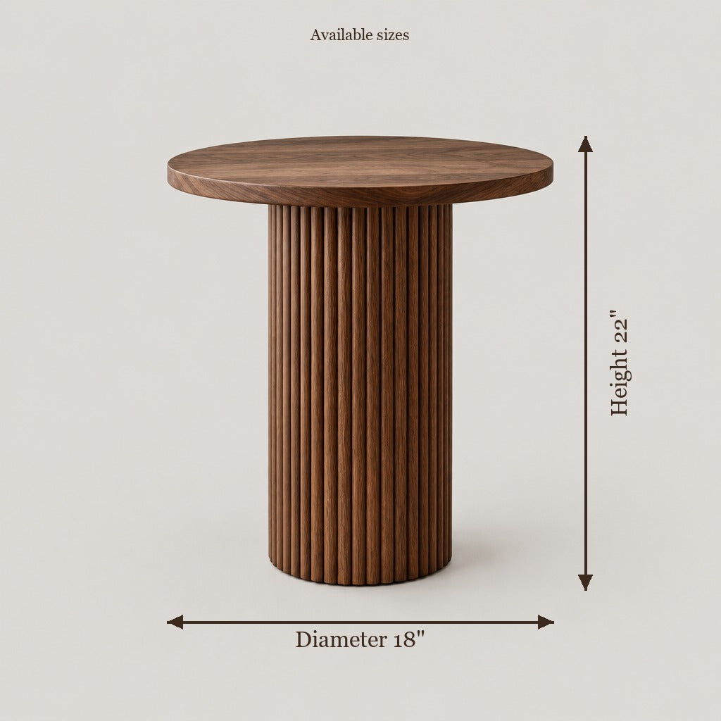 Arden Fluted Pedestal Side Table size chart