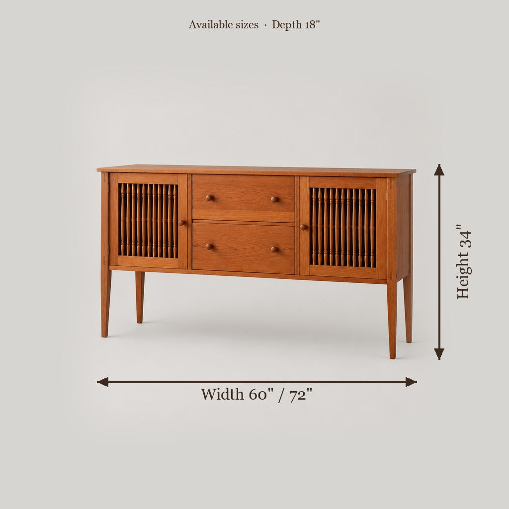 Linden Spindle Sideboard size chart
