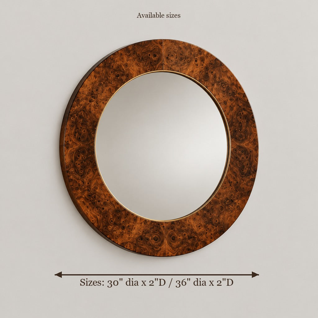 Sable Burl Framed Mirror size chart