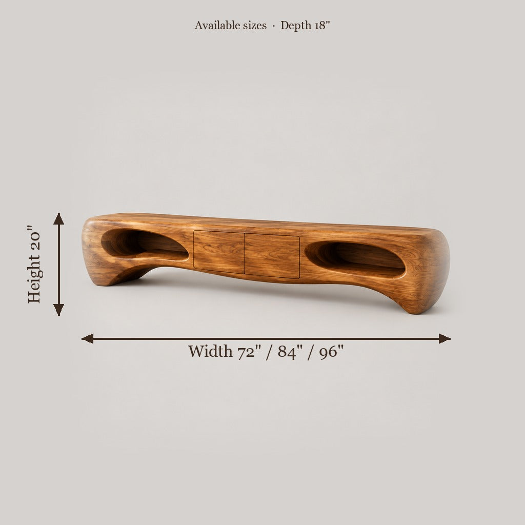 Solana Lagoon Sculpted Media Console size chart