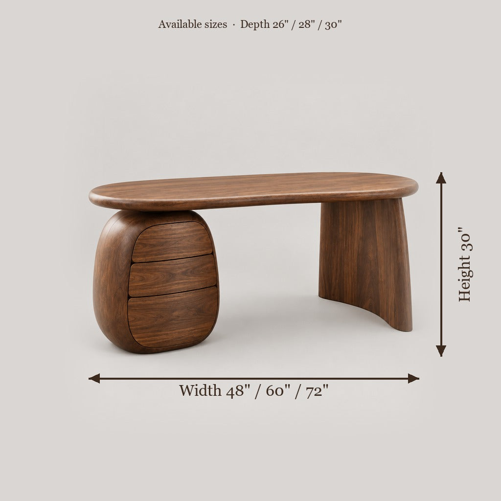 Atelier Pebble Pedestal Desk size chart