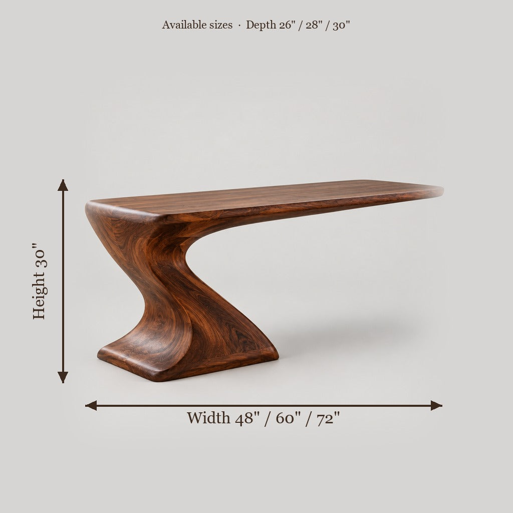 Atelier Cantilever Sculpted Desk size chart