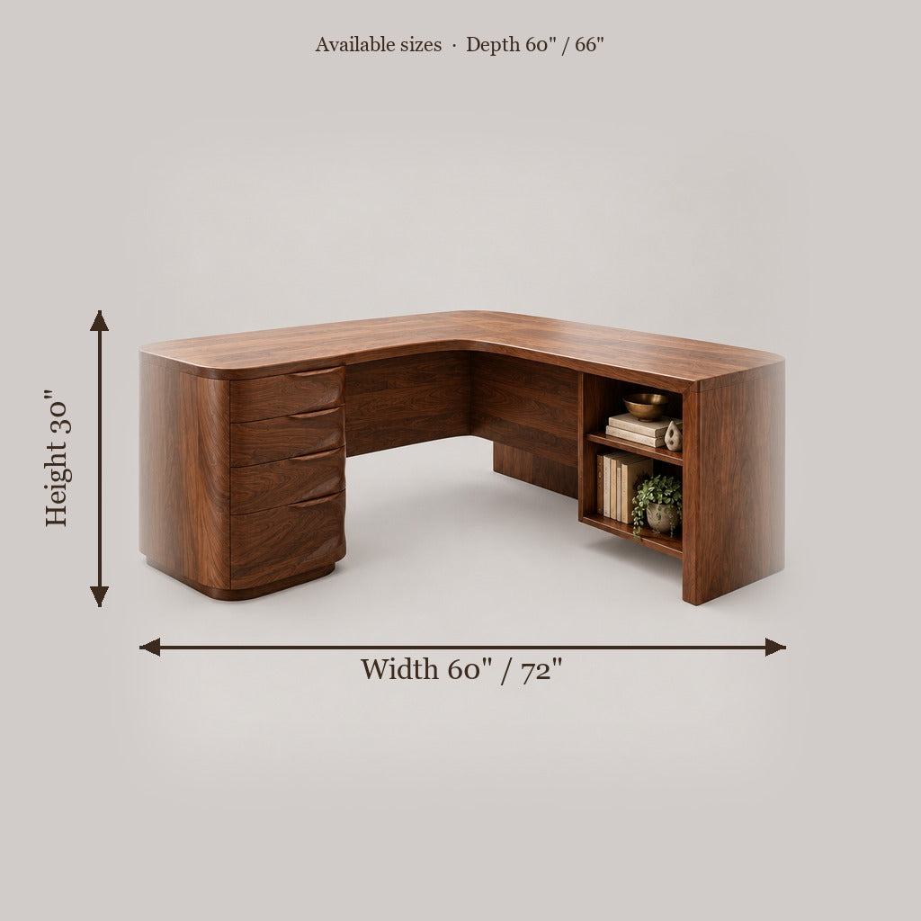 Atelier Executive L-Shaped Desk size chart