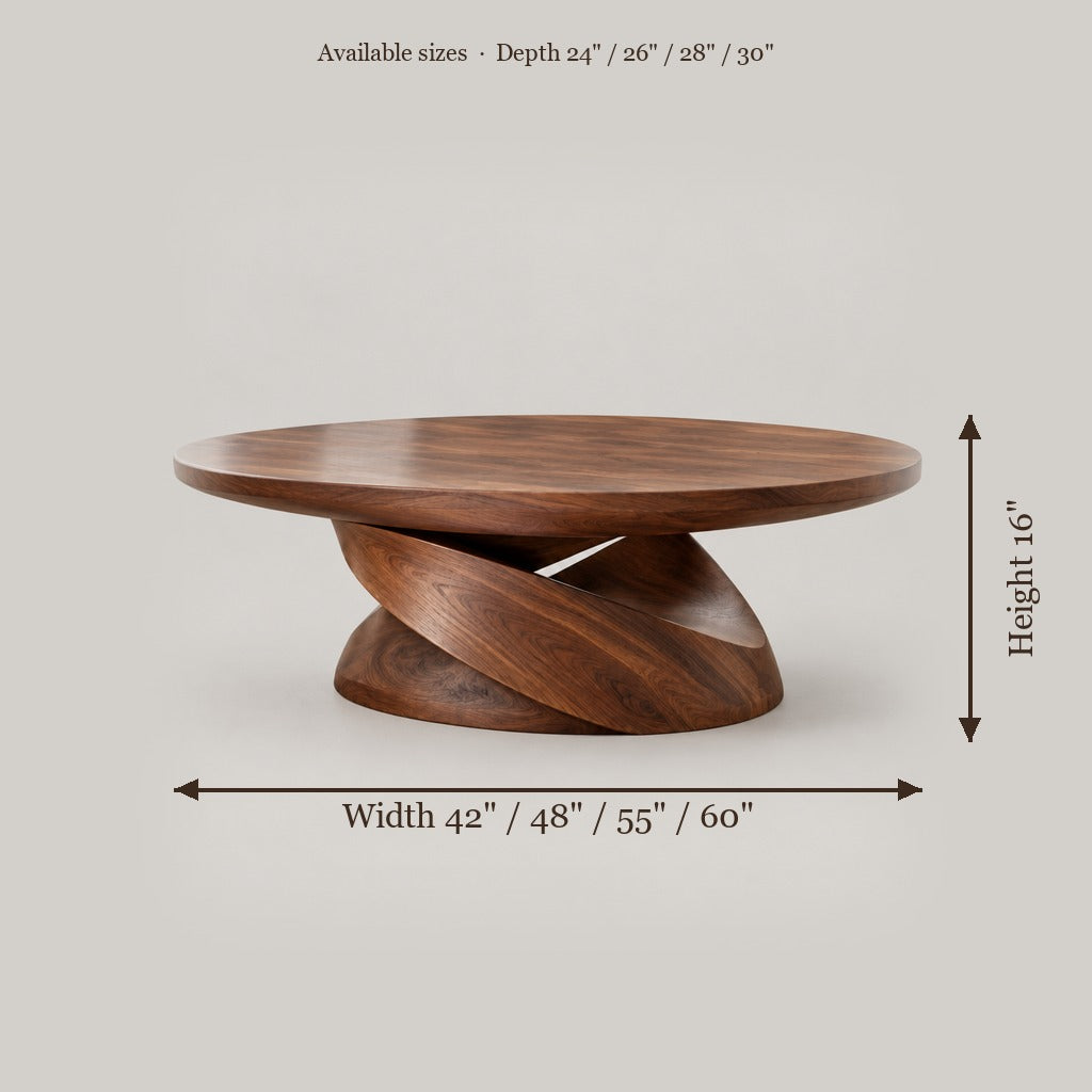 Atelier Twisted Ribbon Coffee Table size chart