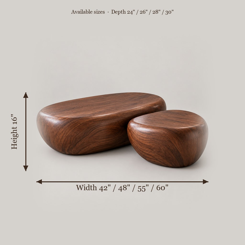Atelier Pebble Nesting Coffee Tables size chart