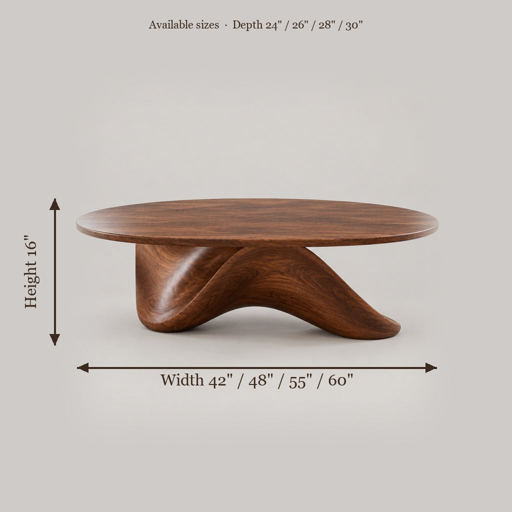 Atelier Wave Base Coffee Table size chart