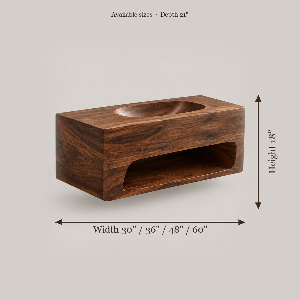Atelier Carved-Basin Floating Vanity size chart