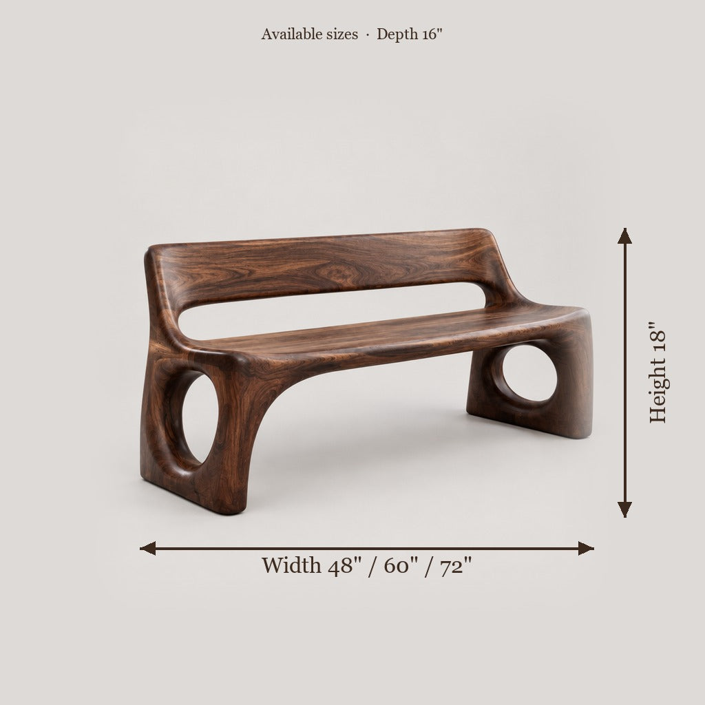 Atelier Sculpted Garden Bench size chart