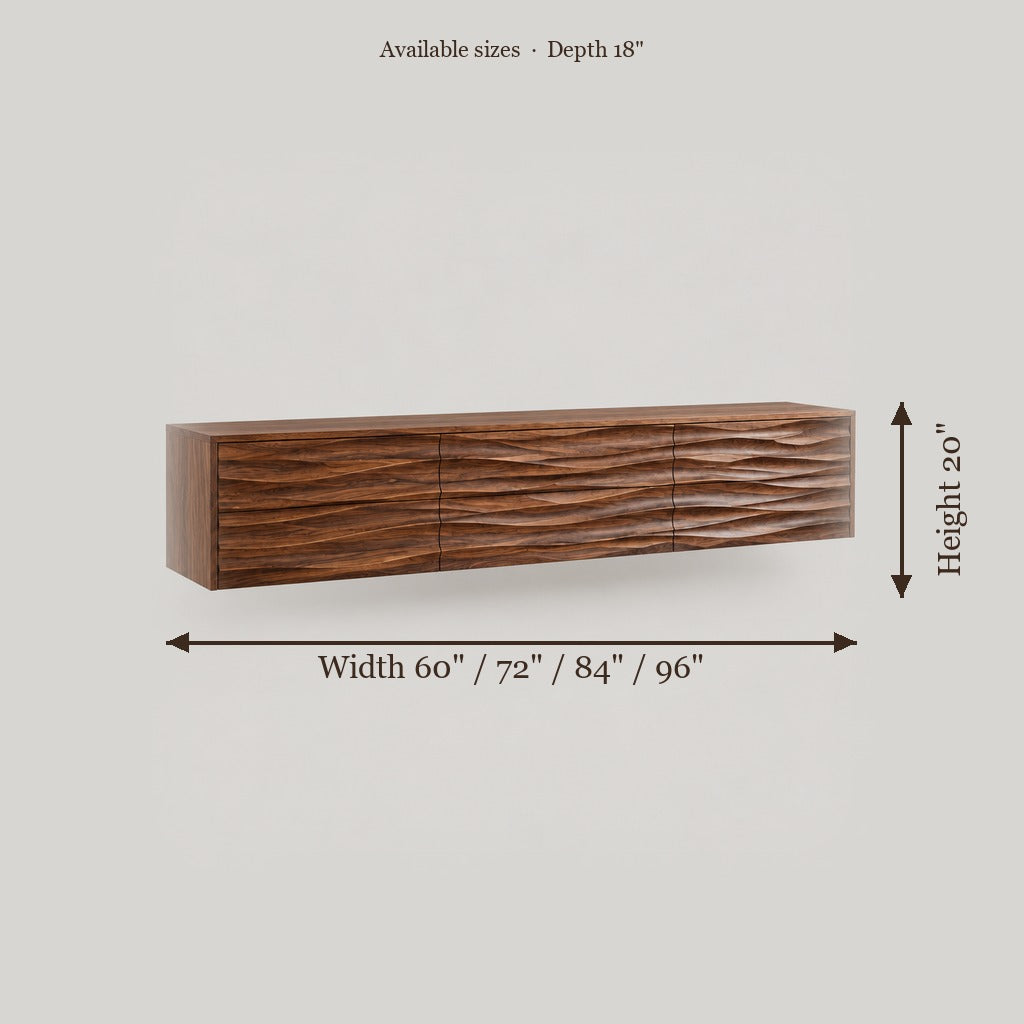 Atelier Floating Wave TV Console size chart