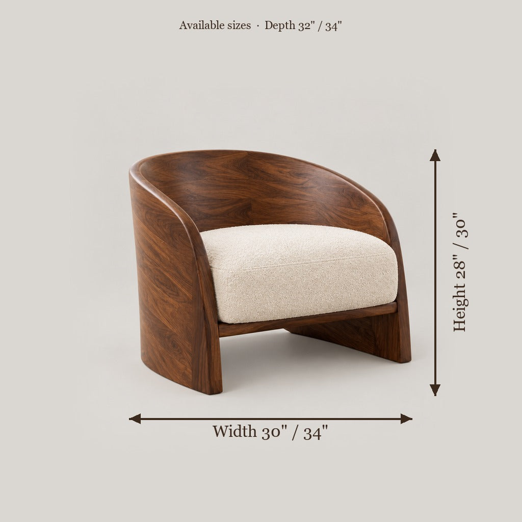 Atelier Low Barrel Lounge Chair size chart