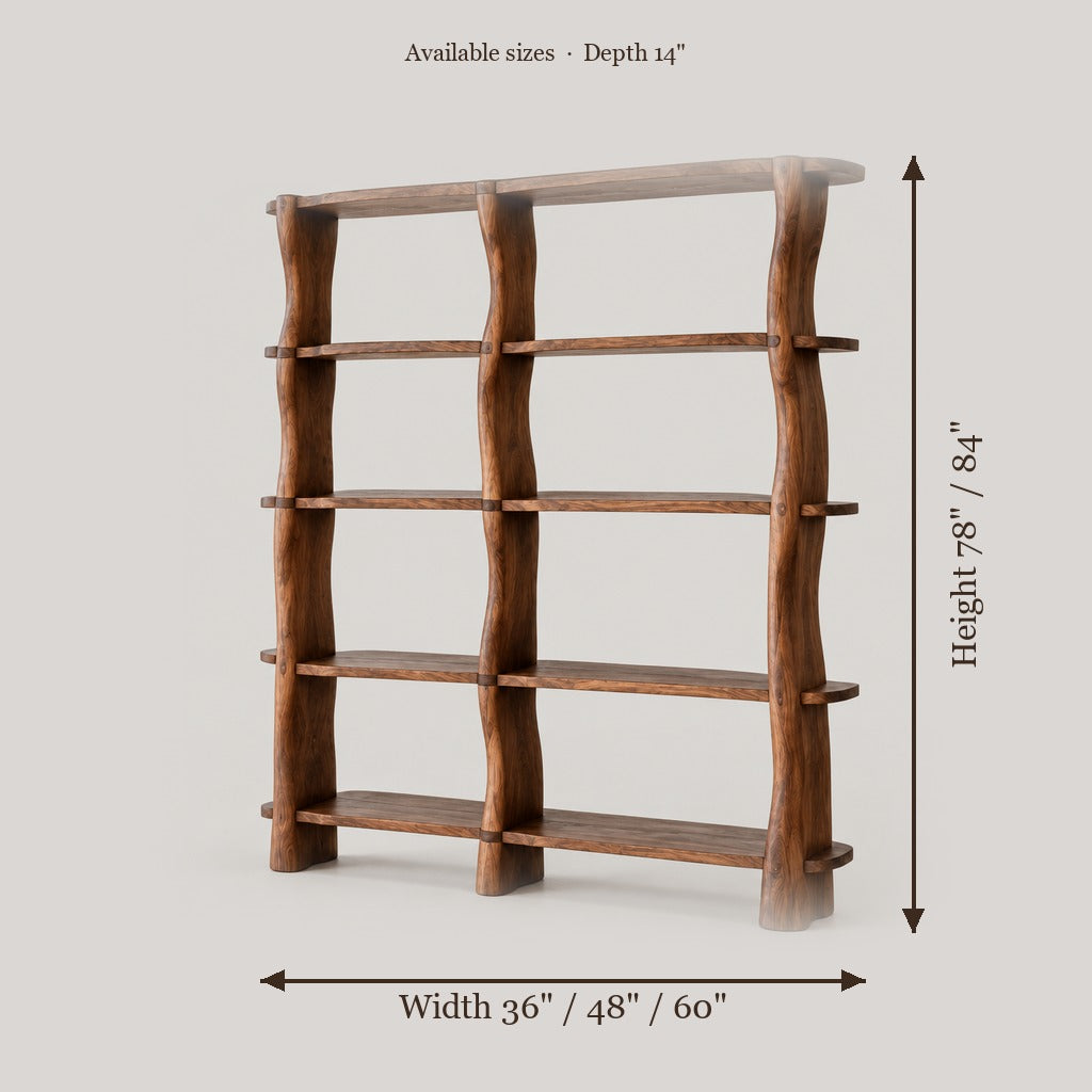 Atelier Wave Room-Divider Bookshelf size chart