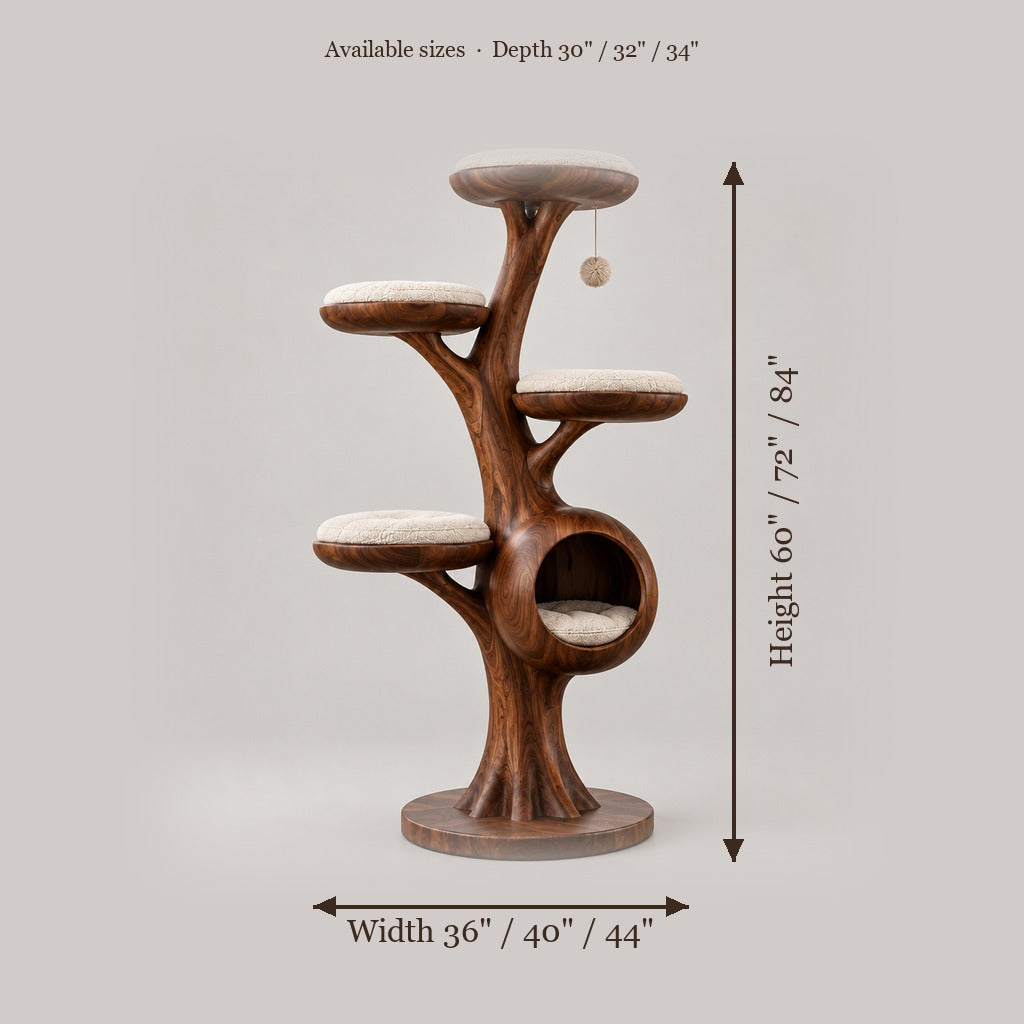 Atelier Sculpted Cat Tree Tower size chart