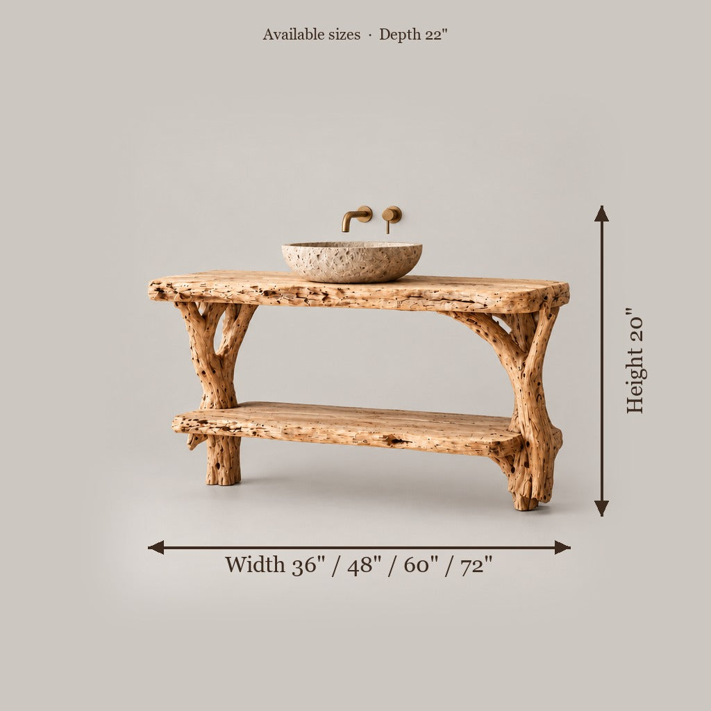Tidewood Driftwood Floating Vanity size chart