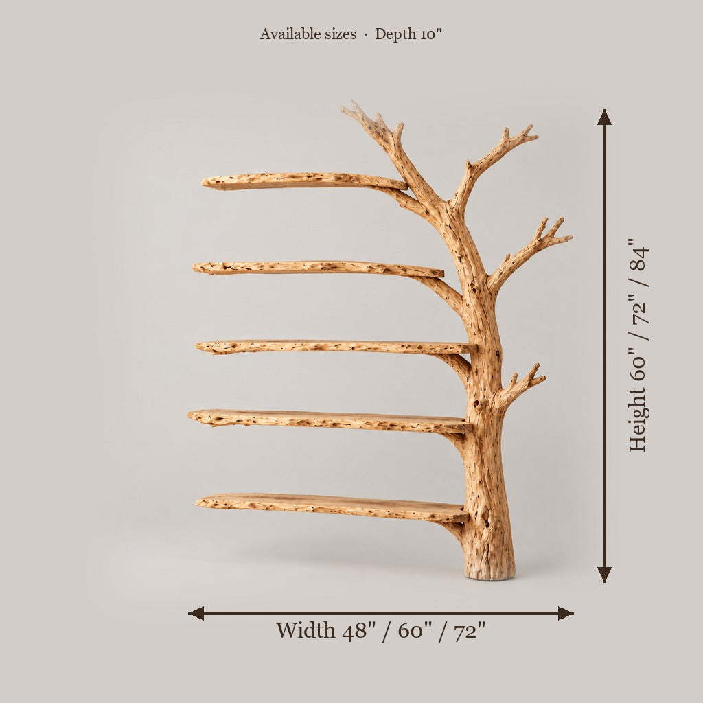 Tidewood Wall Tree Shelf size chart