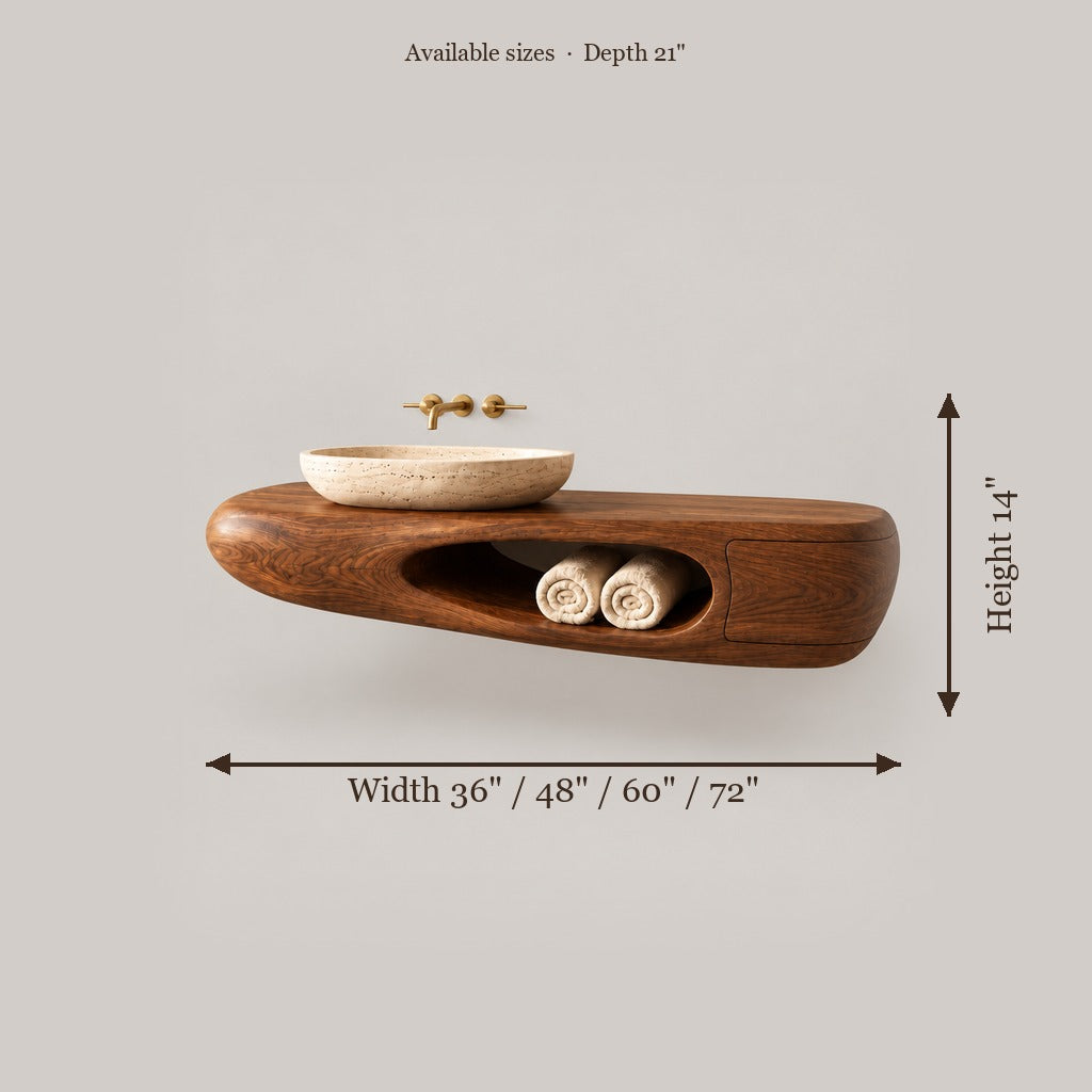 Mojave Sculpted Floating Vanity size chart