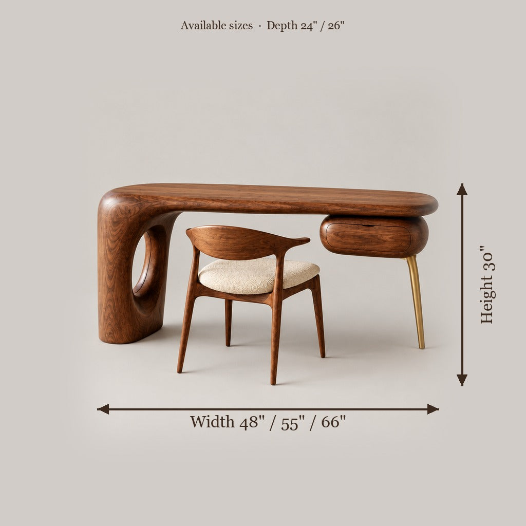 Mojave Sculpted Writing Desk size chart