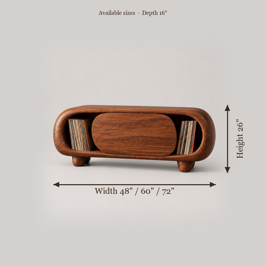 Mojave Sculpted Record Console size chart